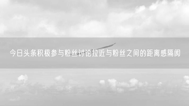 今日头条积极参与粉丝讨论拉近与粉丝之间的距离感隔阂
