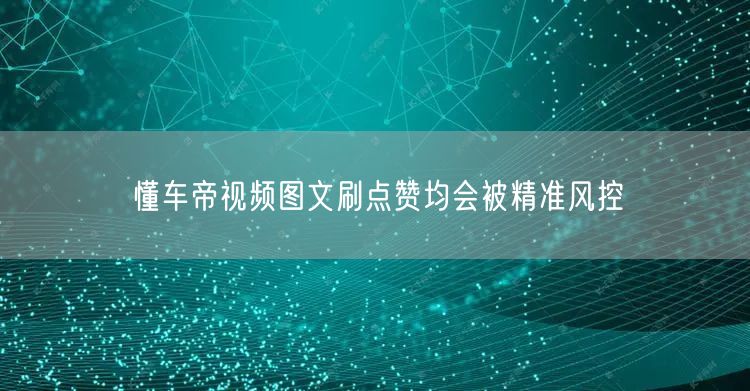 懂车帝视频图文刷点赞均会被精准风控