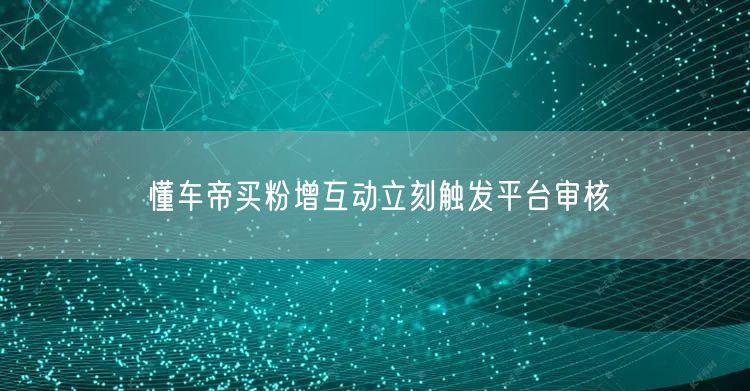 懂车帝买粉增互动立刻触发平台审核